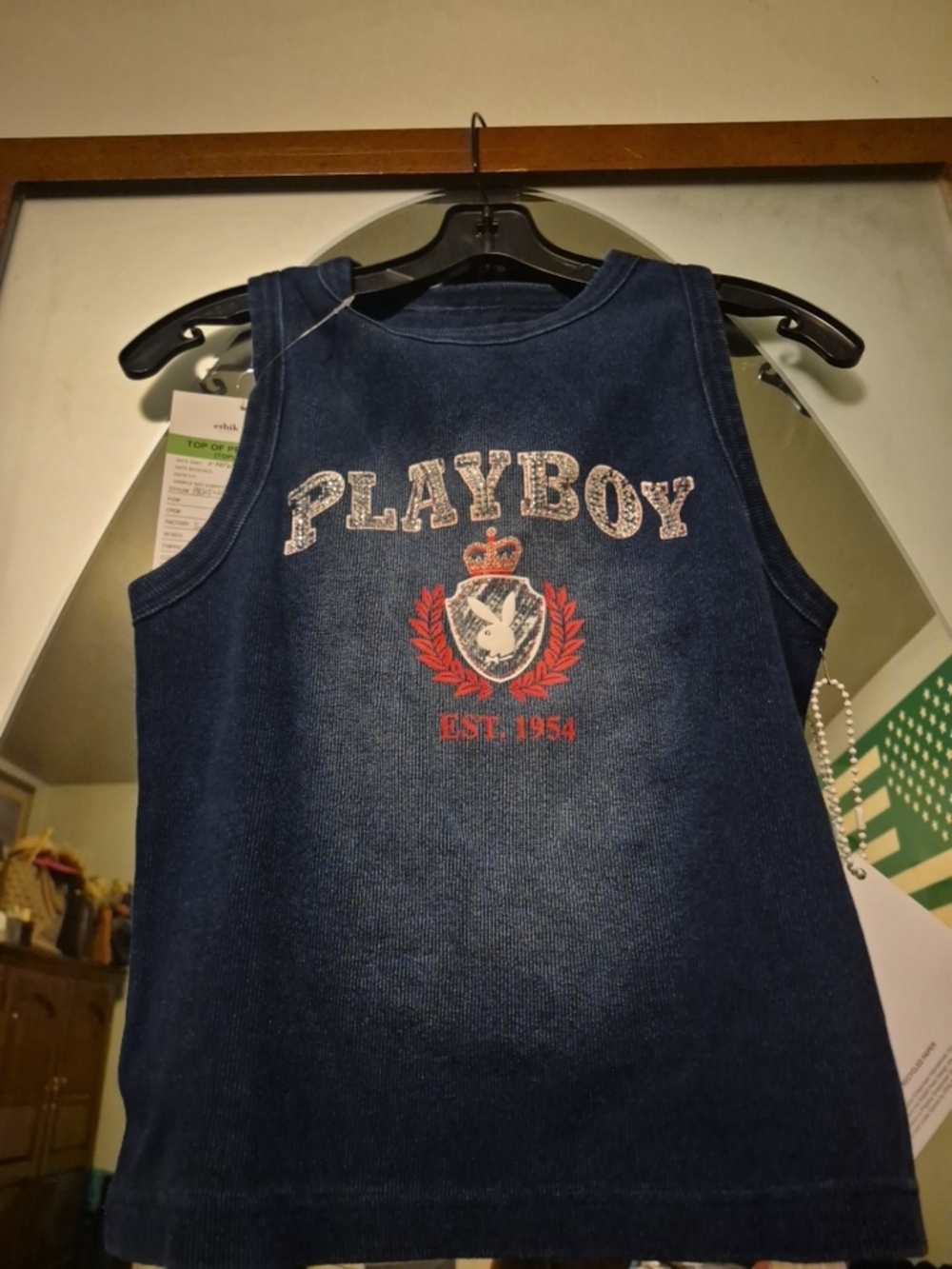 PLAYBOY Navy Blue Kids Tank with Crest Print